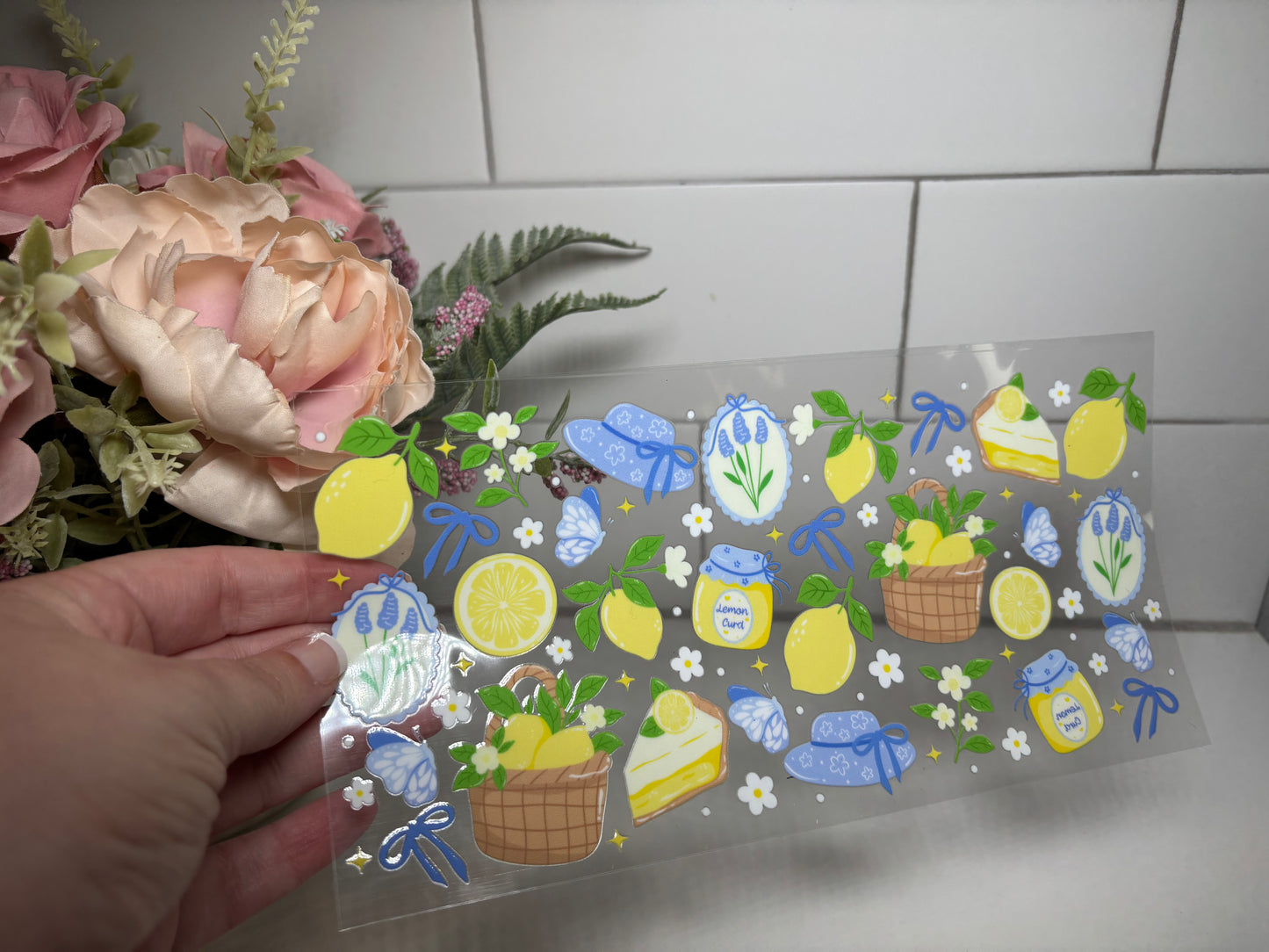 Lemon Gingham 16 ounce cup wrap