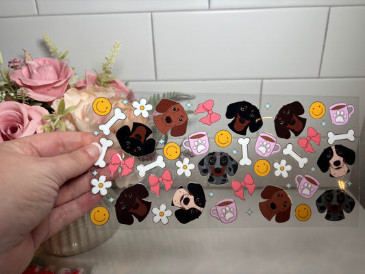 Dachshund 16 ounce uv DTF cup wrap